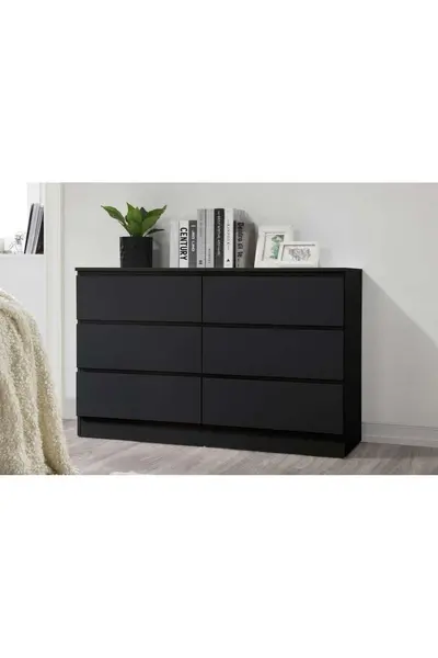 Birlea Oslo 6 Drawer Chest Grey Black