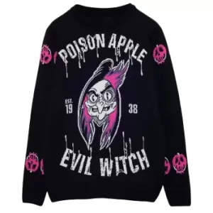 Disney Mens Evil Witch Villains Knitted Jumper (L) (Black/Pink)