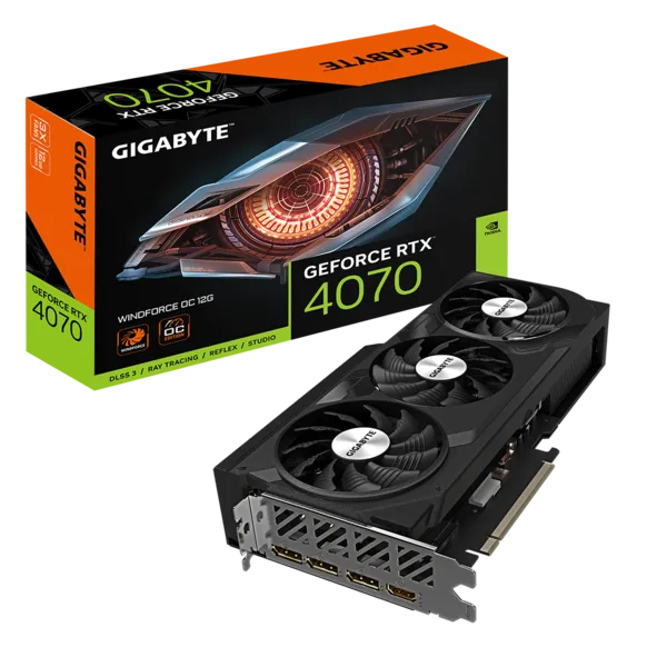 Gigabyte Gigabyte GeForce RTX 4070 WINDFORCE OC V2 12G Graphics Card - 12GB GDDR6 192bit PCI-E 4.0 2490MHz Core Clock 3 x DisplayPort 1.4a 1 x HDMI 2.