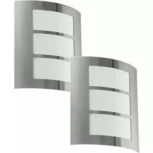 2 PACK IP44 Outdoor Wall Light Stainless Steel Modern 1x 60W E27 Porch Lamp