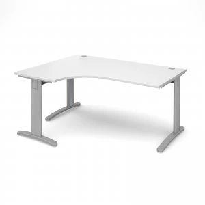 TR10 Deluxe Left Hand Ergonomic Desk 1600mm - Silver Frame White Top