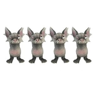 Bite (Set of 4) Gothic Bat Winking Figurine