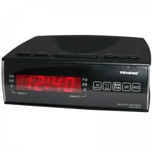 Texson CR-57 FM/AM Dual Alarm Clock Radio with Red LED Display