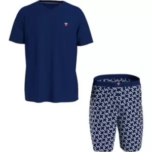 Tommy Hilfiger Ss Tee Woven Set Print - Blue