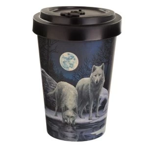 Lisa Parker Warriors of Winter Wolf Reusable Screw Top Bamboo Composite Travel Mug