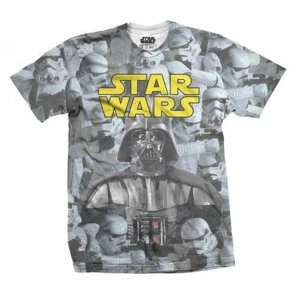 Star Wars Imperial Photo Montage with Sublimation Printing Mens X-Large T-Shirt - Grey