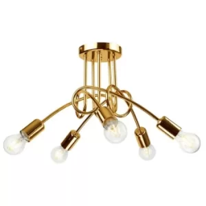 Camilla Multi Arm Semi Flush Ceiling Light Golden, 5x E27