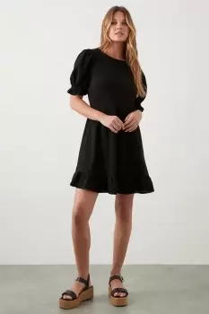 Black Ruffle Hem Mini Dress