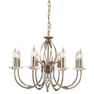 8 Light Chandelier Aged Brass Finish, E14