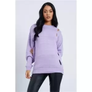 I Saw It First Lilac Cut Out Detail Crew Neck Jumper - Purple