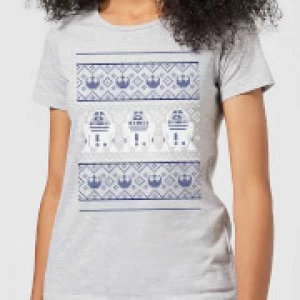 Star Wars R2-D2 Knit Womens Christmas T-Shirt - Grey - M