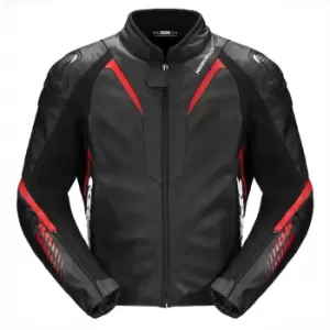 Spidi NKD-1 Motorcycle Leather Jacket, black-red, Size 48, black-red, Size 48