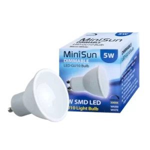 10 x Dimmable GU10 5W Warm White LED Bulbs