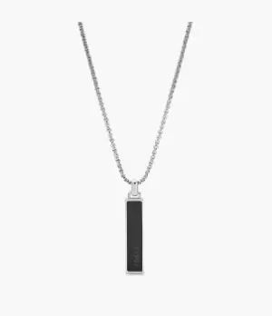 Fossil Men Dive Black Agate Pendant Necklace