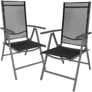 Tectake - 2 folding aluminium garden chairs - reclining garden chairs, garden recliners, outdoor chairs - black/anthracite - black/anthracite