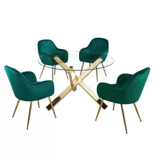 Laila 4 Seater Dining Set - Forest Green Green