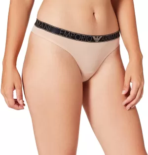 Emporio Armani Knitted Lace Thong Almond Size L Women