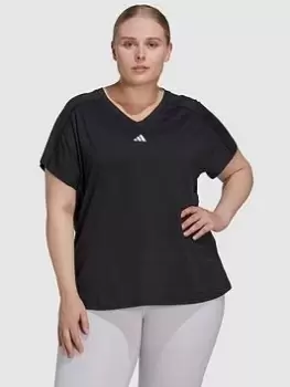 adidas Training Essentials T-Shirt - Black (Plus Size), Black, Size 1X, Women