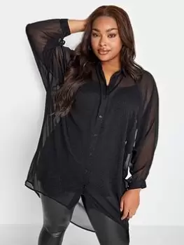 Yours Extreme Dip Back Stud Shirt - Black, Size 20, Women