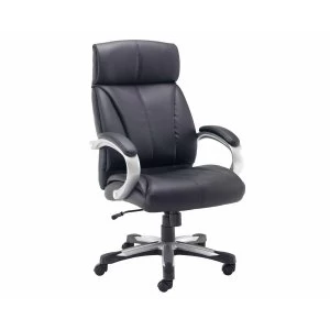 TC Office Cronos Heavy Duty Leather Managers Chair, Black