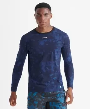 Superdry Mens Sport Run Loose Long Sleeved Top Blue / Navy Tie Dye - Size: M