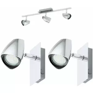 Ceiling Spot Light & 2x Matching Wall Lights Modern Chrome Adjustable Kitchen