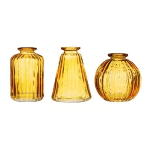 Yellow Glass Bud Vases (Set 3)