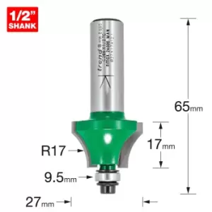 Trend CRAFTPRO Bearing Guided Glazing Bar Ovolo Joint Router Cutter 27mm 17mm 1/2"