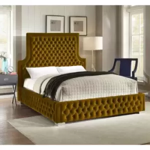 Yanis Bed Double Plush Velvet Mustard