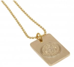 Gold Plated Leicester City Dog Tag & Ball Chain