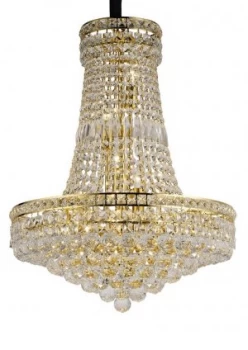 Ceiling Pendant Chandelier 14 Light French Gold, Crystal