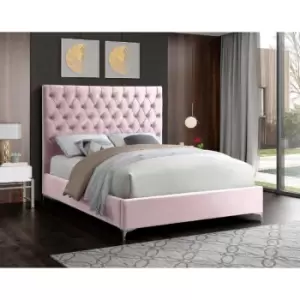 Charlston Bed King Plush Velvet Pink