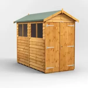 8X4 Power Overlap Apex Double Door Shed