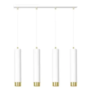 Kibo White/Gold Bar Pendant Ceiling Light 4x GU10