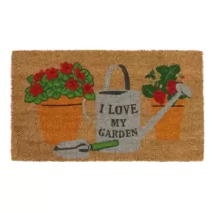 JVL Eco-friendly Latex Backed Coir Door Mat, I Love My Garden