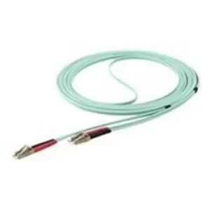 StarTech Aqua OM4 Duplex Multimode Fiber Optic Cable 100 Gb 50125 LSZH LCLC 5m