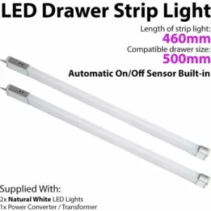 2x 500mm LED Drawer Strip Light auto on/off pir sensor Kitchen Cupboard Door