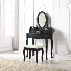 Lumberton Black Antique Dressing Table Set Black