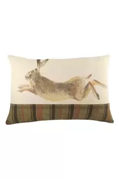 Hunter Leaping Hare Hand-Painted Watercolour Printed Cushion