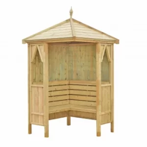 Shire FSC Honeysuckle Corner Pressure Treated Garden Arbour with Bench