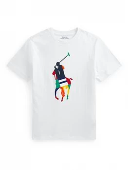 Ralph Lauren Boys Rainbow Pony Print T-Shirt - White, Size 14-16 Years=L