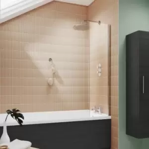 Nuie - Pacific Square Fixed Bath Screen 1400mm h x 350mm w - 6mm Glass