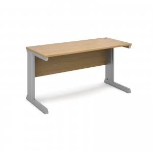 Vivo Straight Desk 1400mm x 600mm - Silver Frame Oak Top