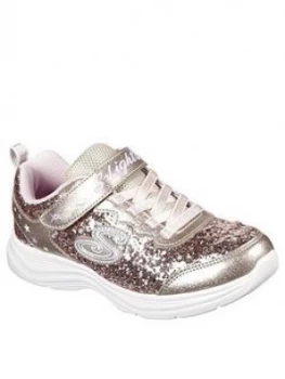 Skechers Girls Glimmer Kicks Glitter N Glow Trainers - Rose Gold