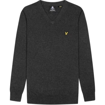 Lyle and Scott Merino V Neck Jumper - Grey