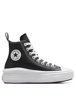 Converse Chuck Taylor All Star Move Leather Hi Top Trainers, Black, Size 5 Older