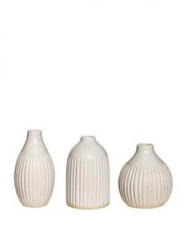 Sass & Belle Set Of 3 Grooved Bud Vases