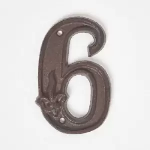 Homescapes - Cast Iron House number, 6 - Brown - Brown - Brown