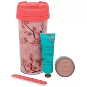 Vintage Christmas 2022 Cherry Blossom Travel Mug