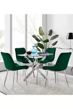 Novara 100cm Round Dining Table and 4 Pesaro Silver Leg Chairs